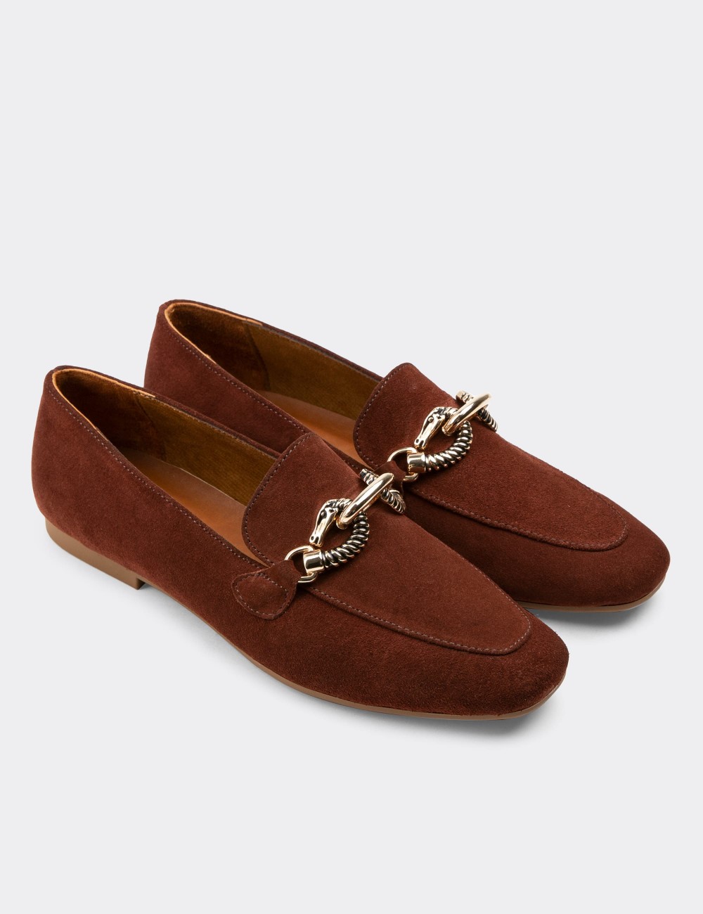 Tan Suede Leather Loafers - 01912ZTBAC01