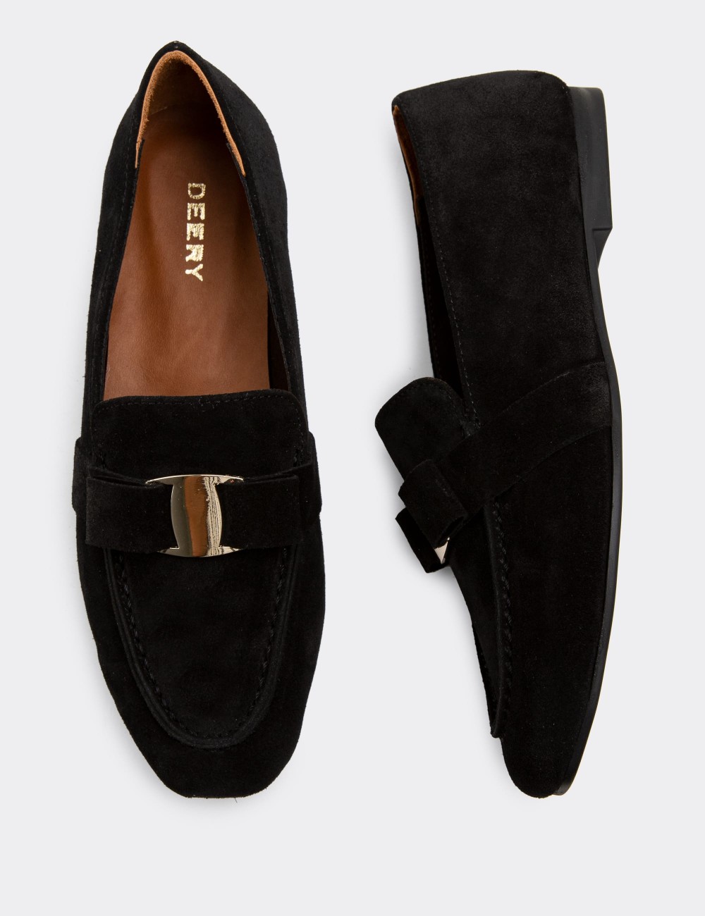 Black Suede Leather Loafers - 01913ZSYHC01