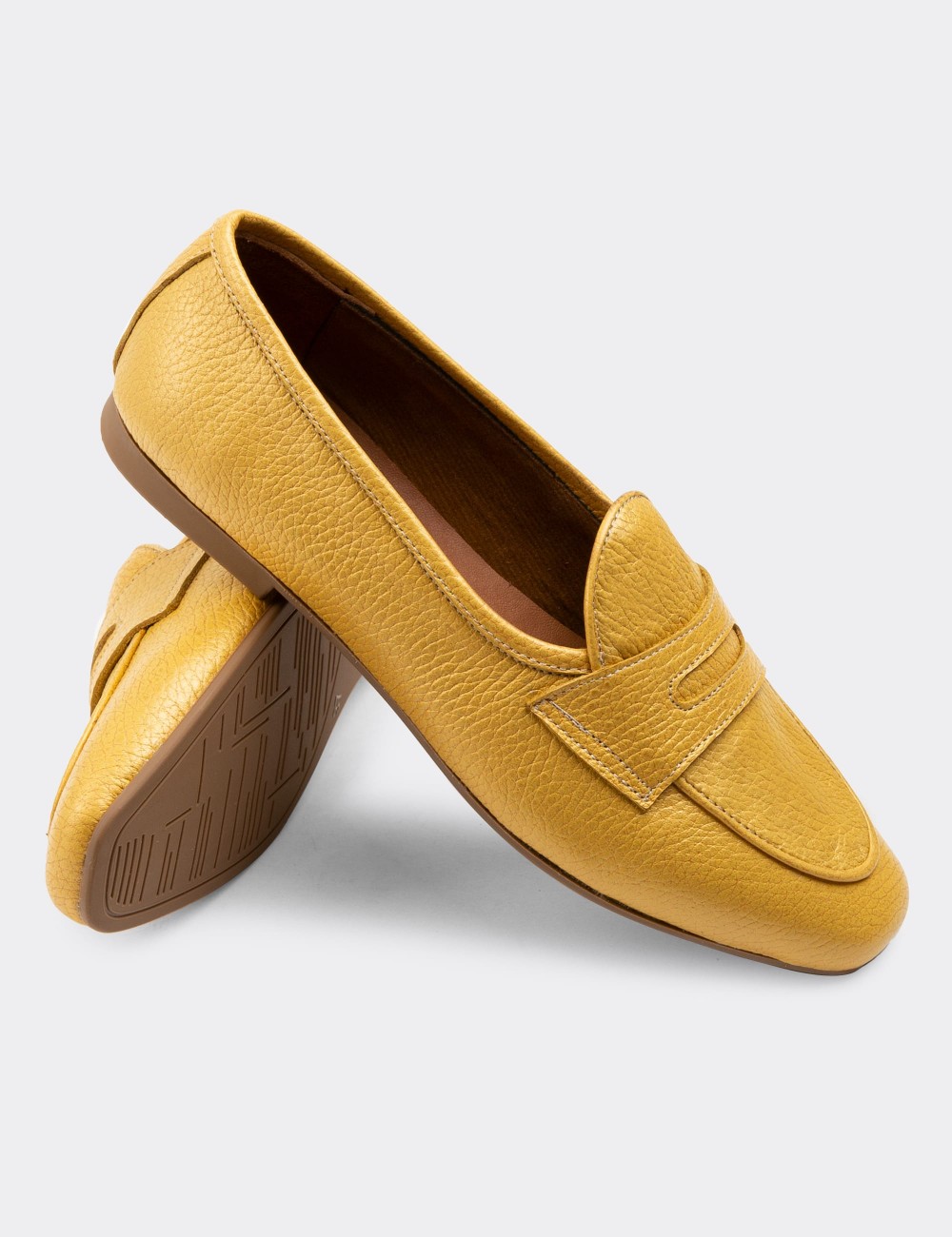 Yellow  Leather Loafers - 01910ZSRIC01