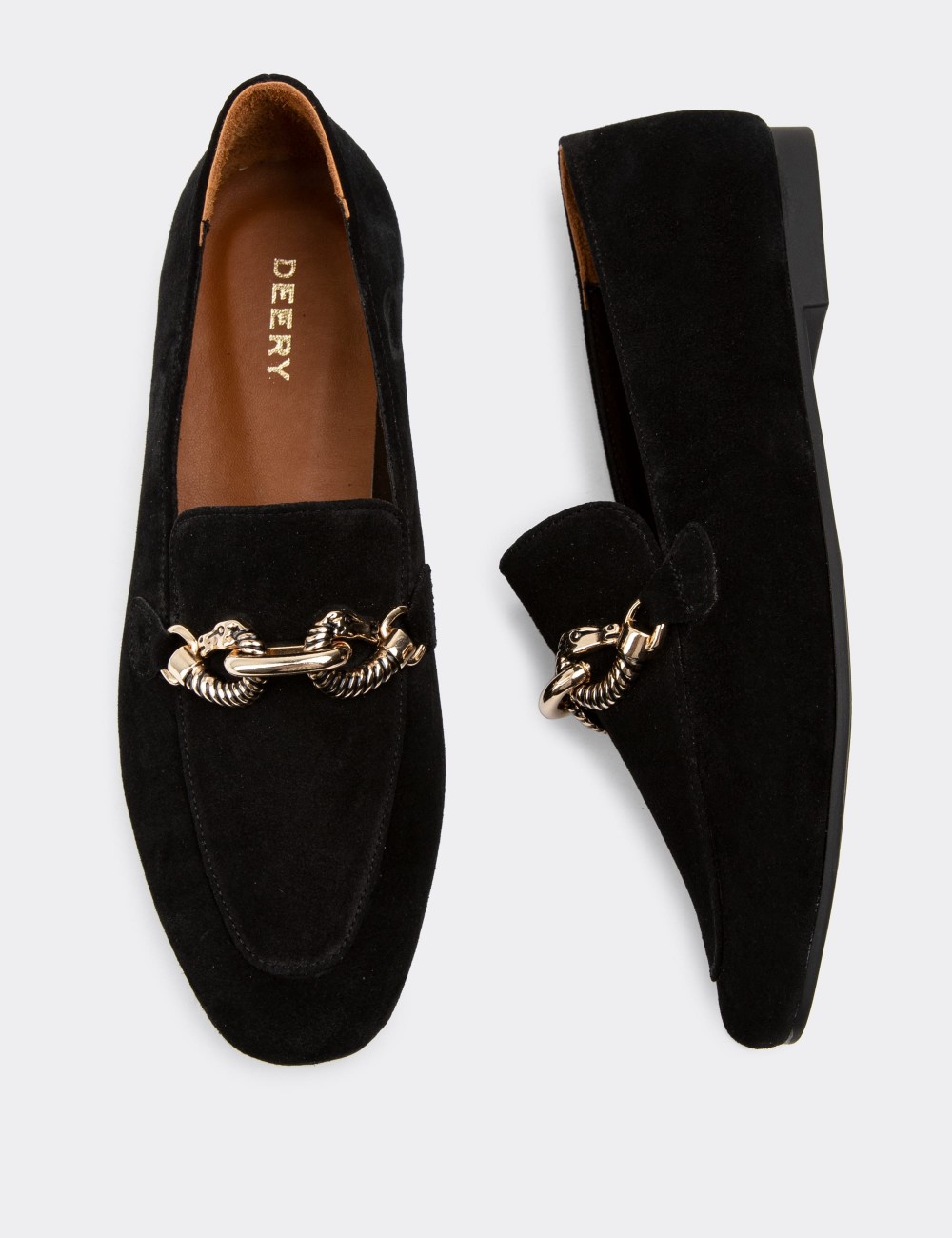 Black Suede Leather Loafers - 01912ZSYHC01