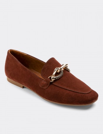 Tan Suede Leather Loafers - 01912ZTBAC01
