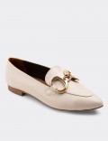 Beige  Leather Loafers