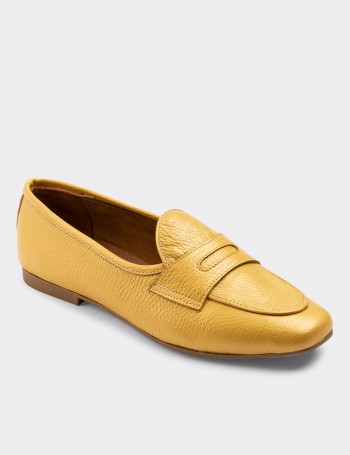 Yellow  Leather Loafers - 01910ZSRIC01