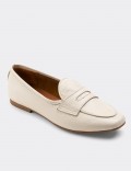 Cream  Leather Loafers