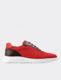 Red Textile Sneakers