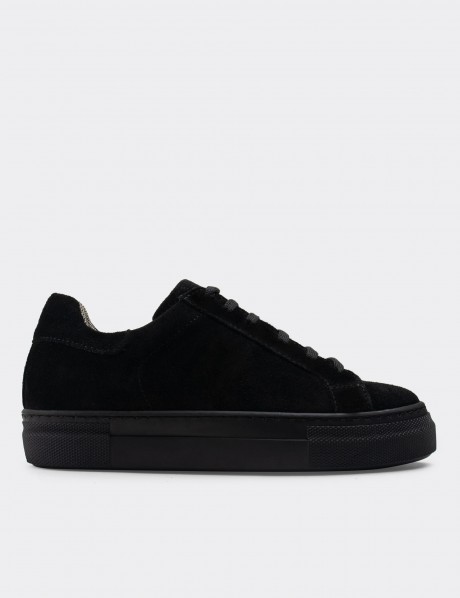 Black Suede Leather Sneakers