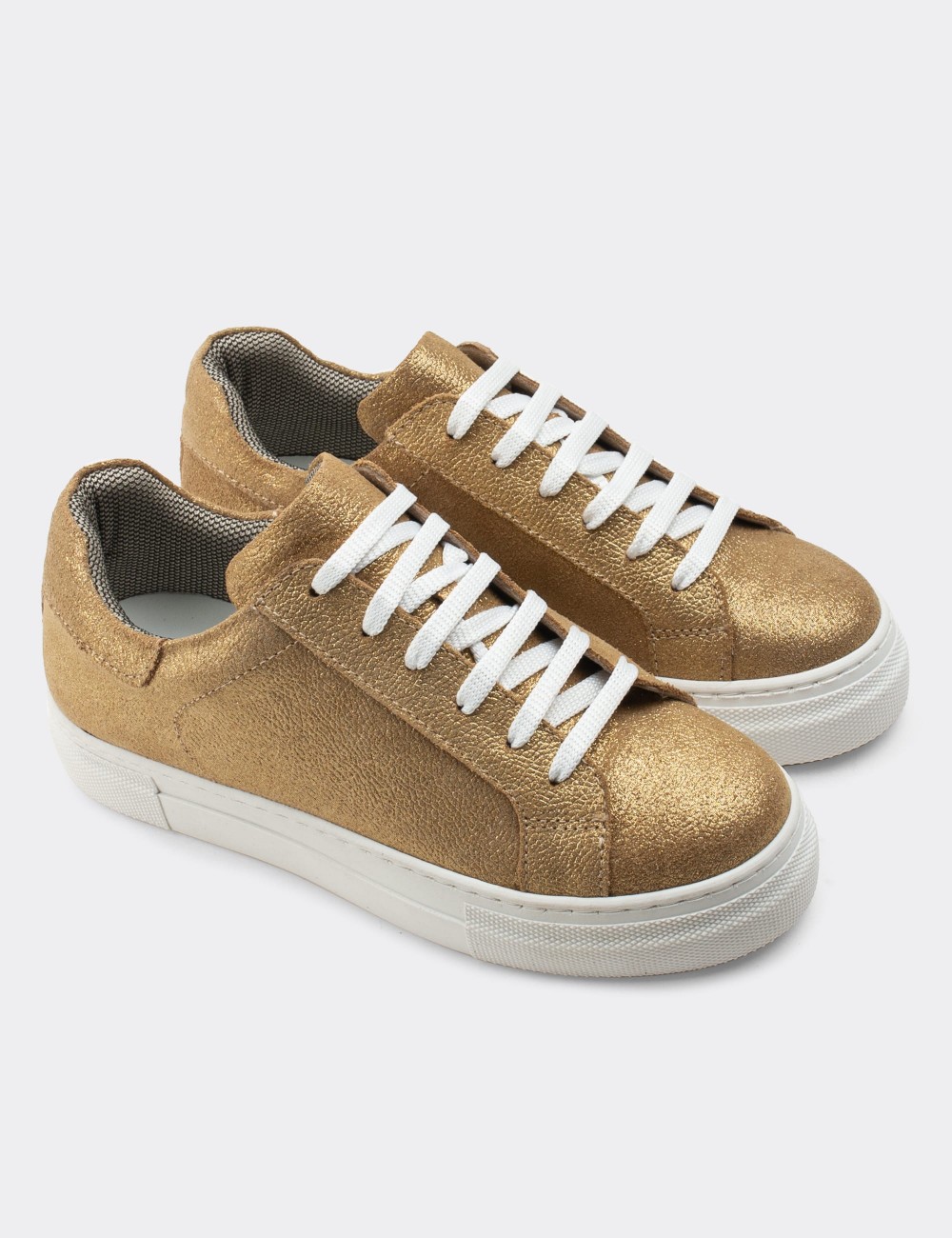 Gold Suede Leather Sneakers - Z1681ZALTC01