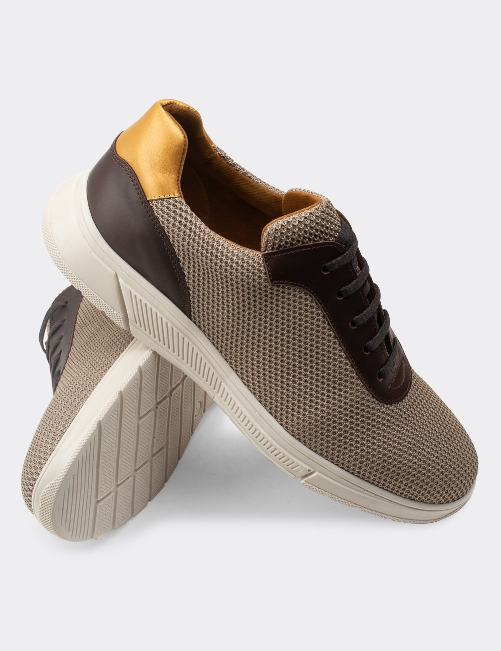 Beige Textile Sneakers - 01879MBEJC01