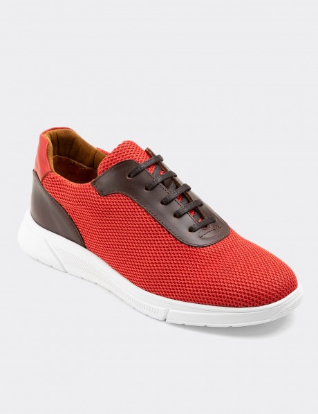 Red Textile Sneakers