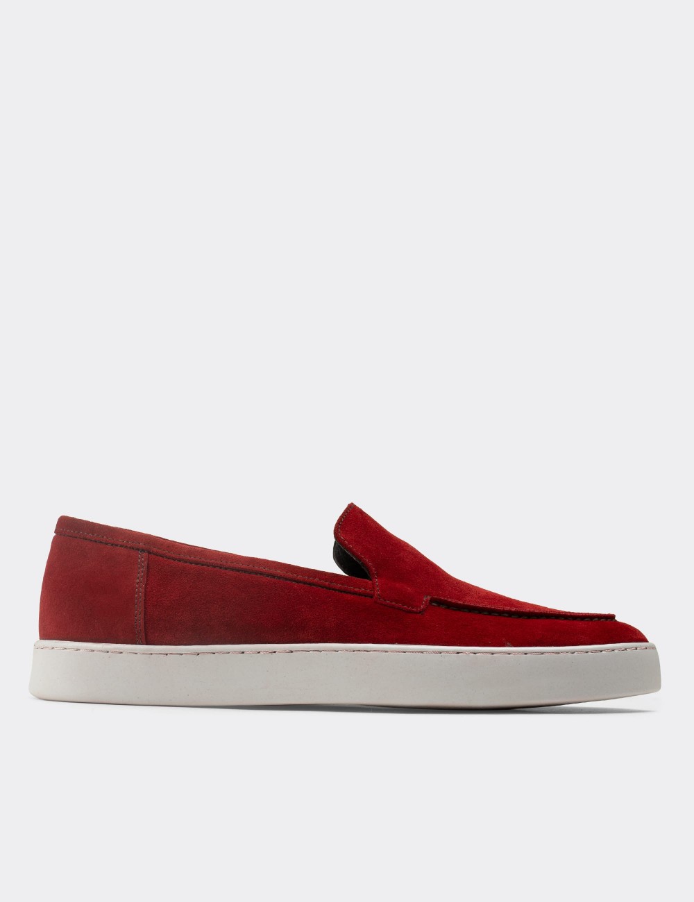 Red Suede Leather Loafers - 01865MKRMC01
