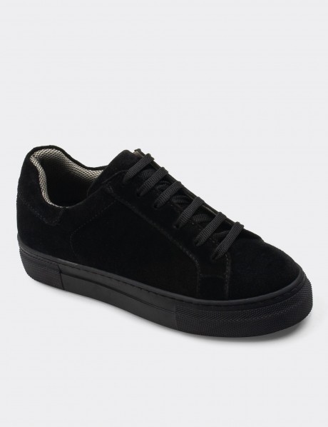 Black Suede Leather Sneakers
