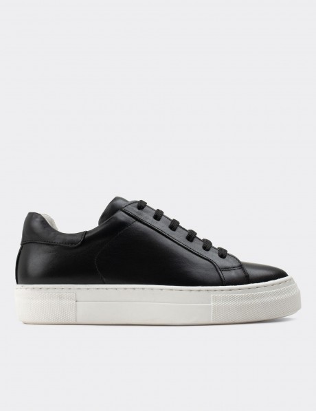 Black  Leather Sneakers
