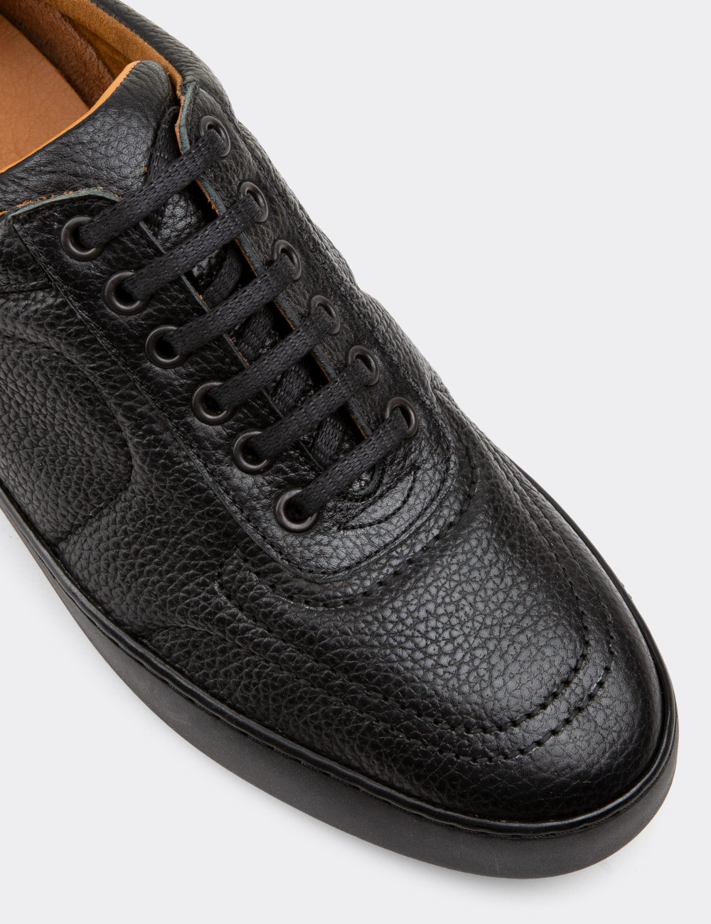 Black  Leather Sneakers - 01876MSYHC01