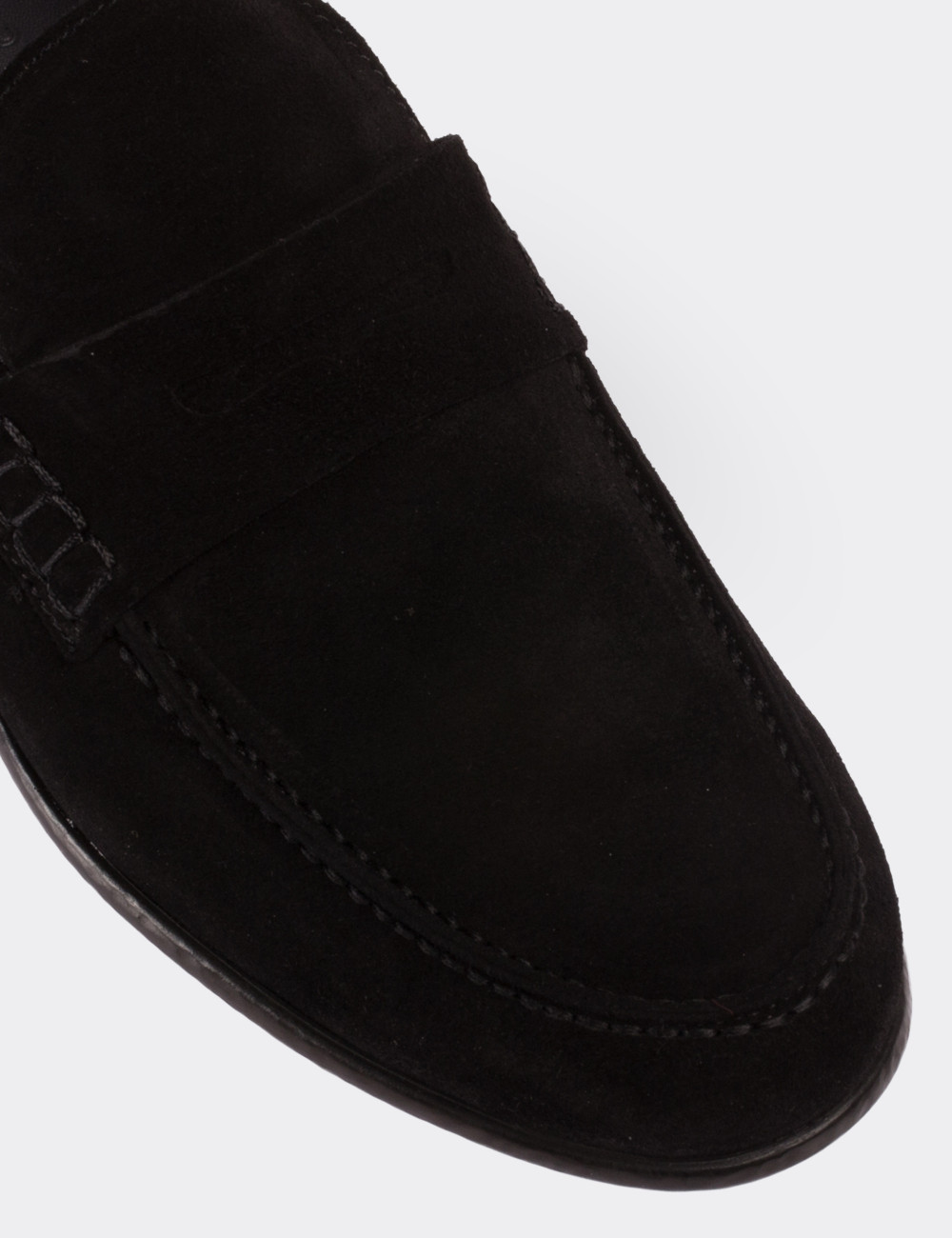 Black Suede Leather Loafers - 01538MSYHC01