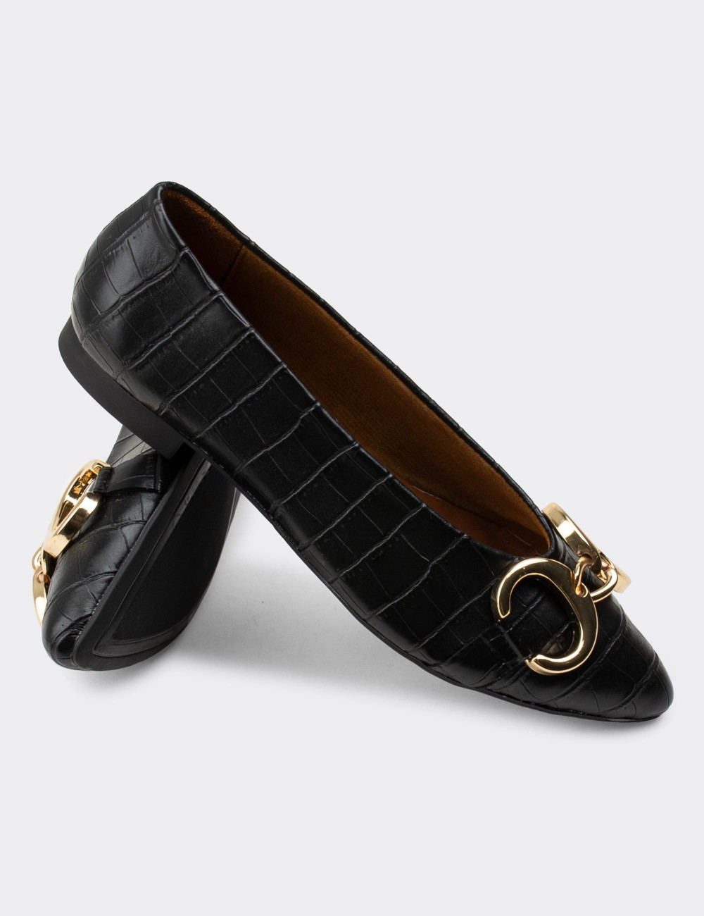 Black  Leather Loafers - 01916ZSYHC01