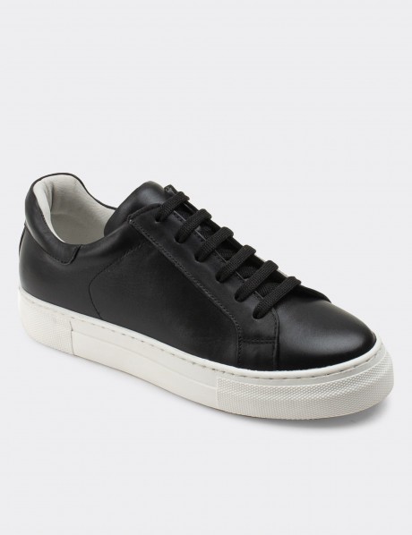 Black  Leather Sneakers