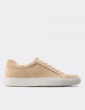 Beige Suede Leather Sneakers