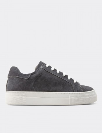 Gray Suede Leather Sneakers - Z1681ZGRIC03