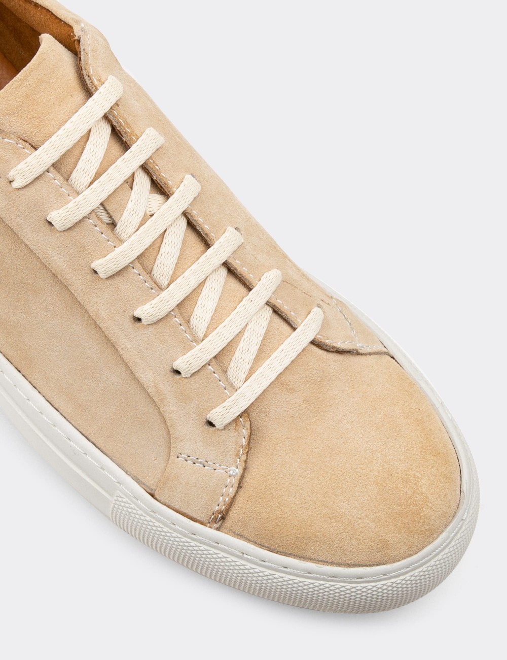Beige Suede Leather Sneakers - 01829MBEJC03