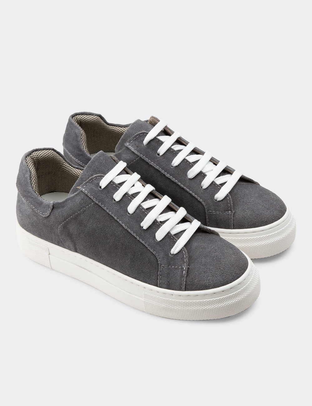 Gray Suede Leather Sneakers - Z1681ZGRIC03