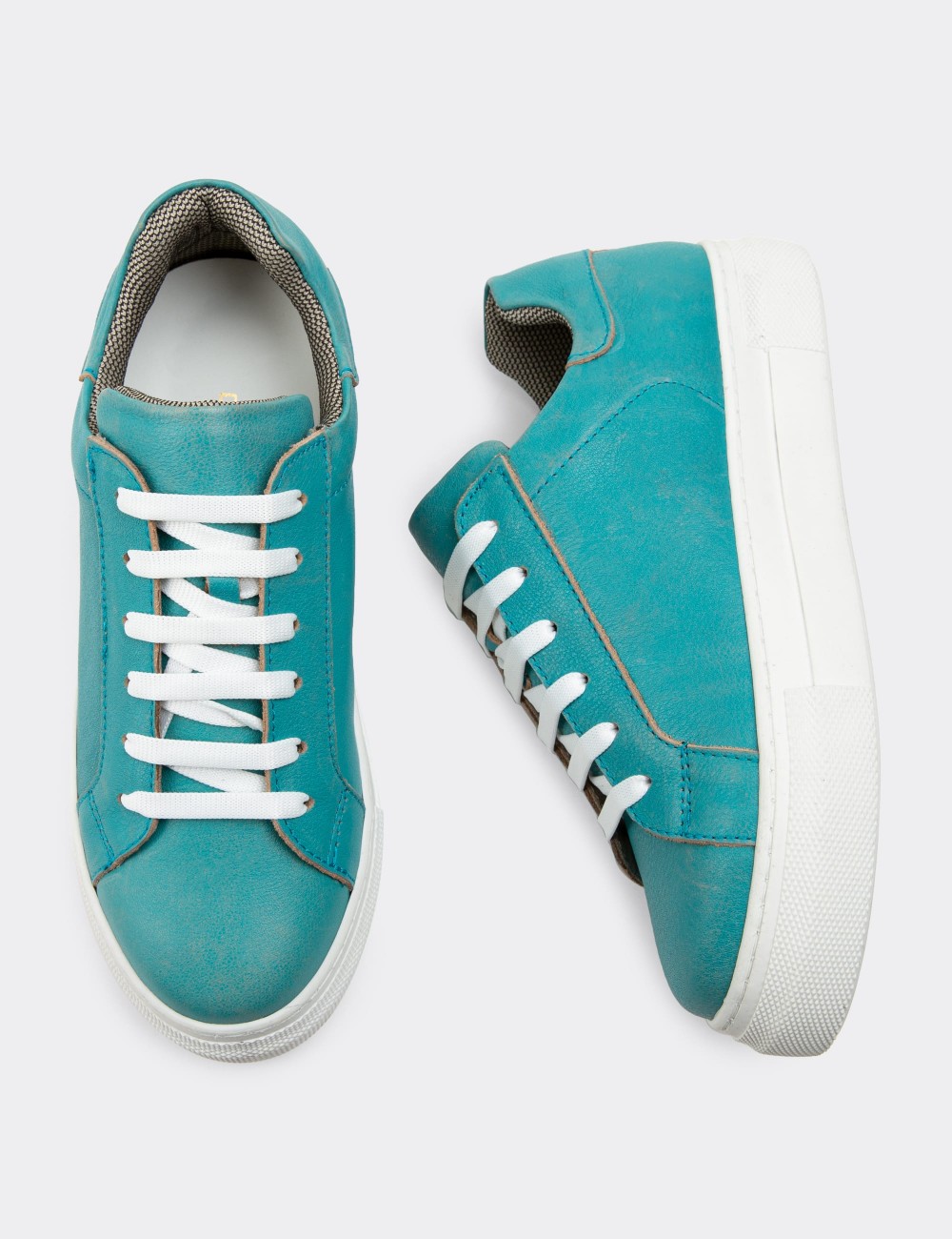Turquoise  Leather Sneakers - Z1681ZTRKC02
