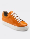 Orange  Leather Sneakers