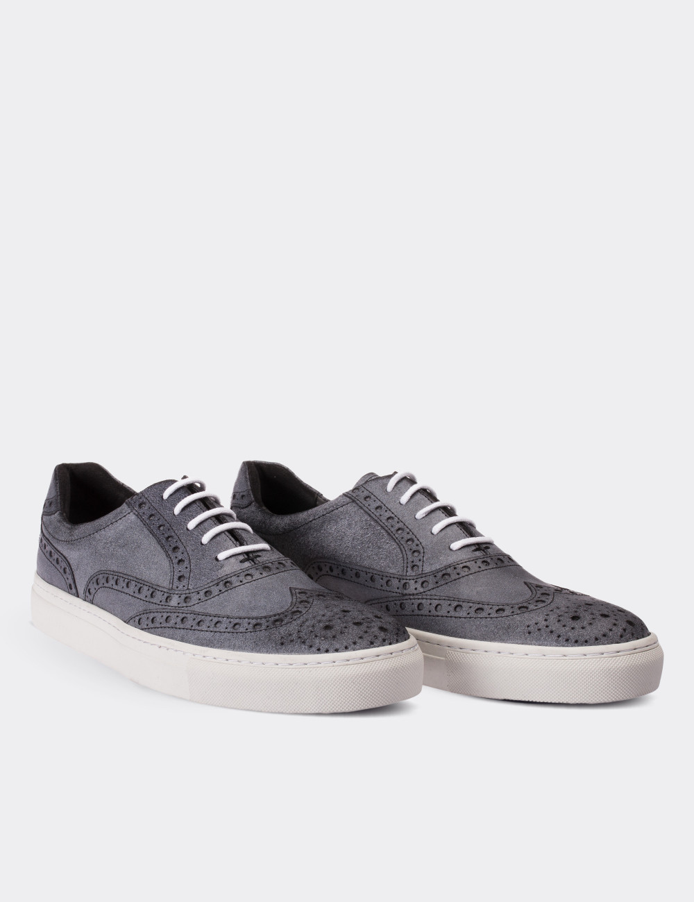 fabric & suede calfskin dark gray & gray