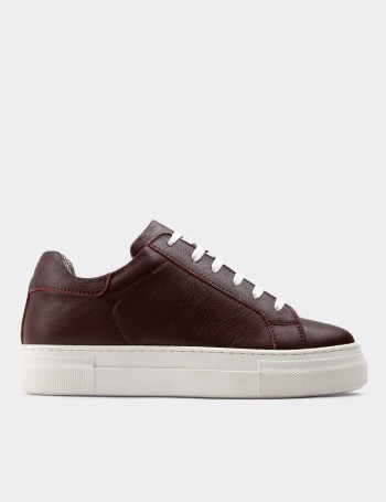 Burgundy  Leather Sneakers - Z1681ZBRDC02
