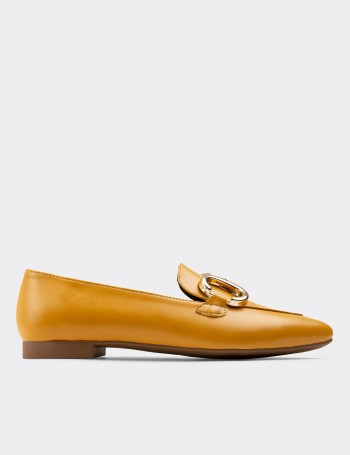 Yellow  Leather Loafers - 01911ZSRIC01