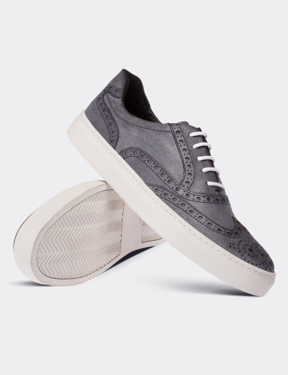 fabric & suede calfskin dark gray & gray