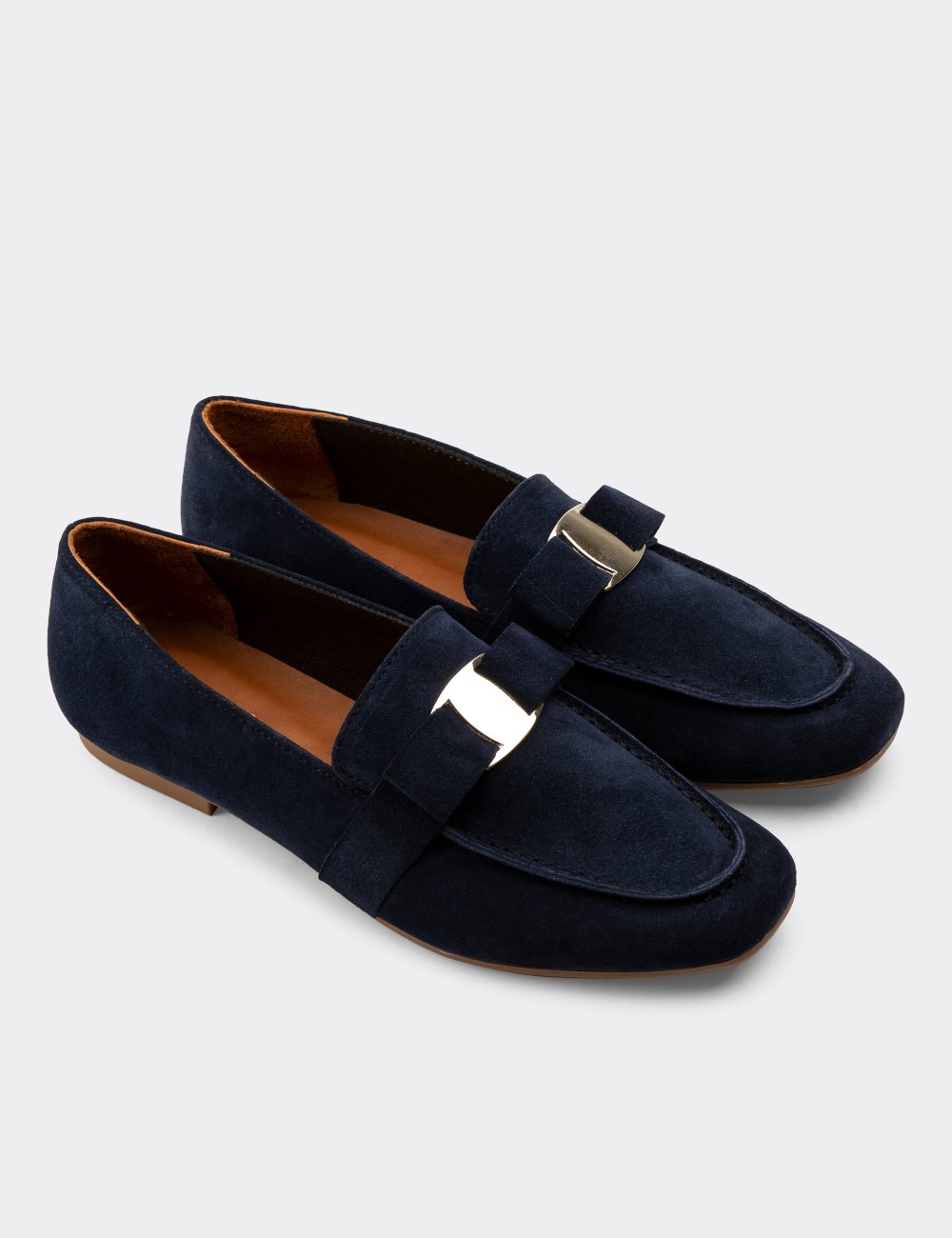 Navy Suede Leather Loafers - 01913ZLCVC01