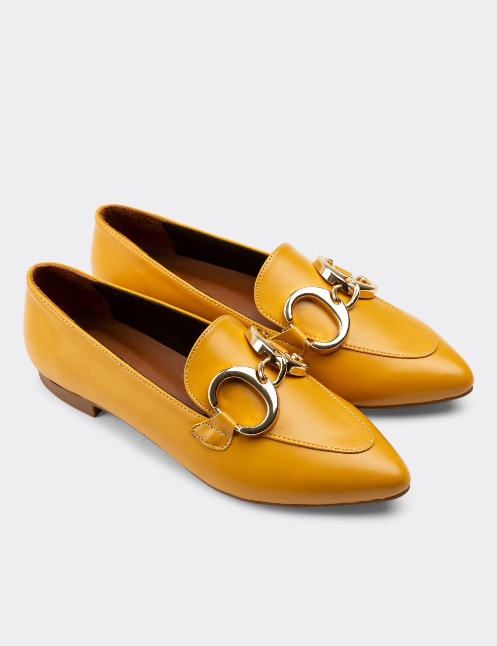 Yellow  Leather Loafers - 01911ZSRIC01