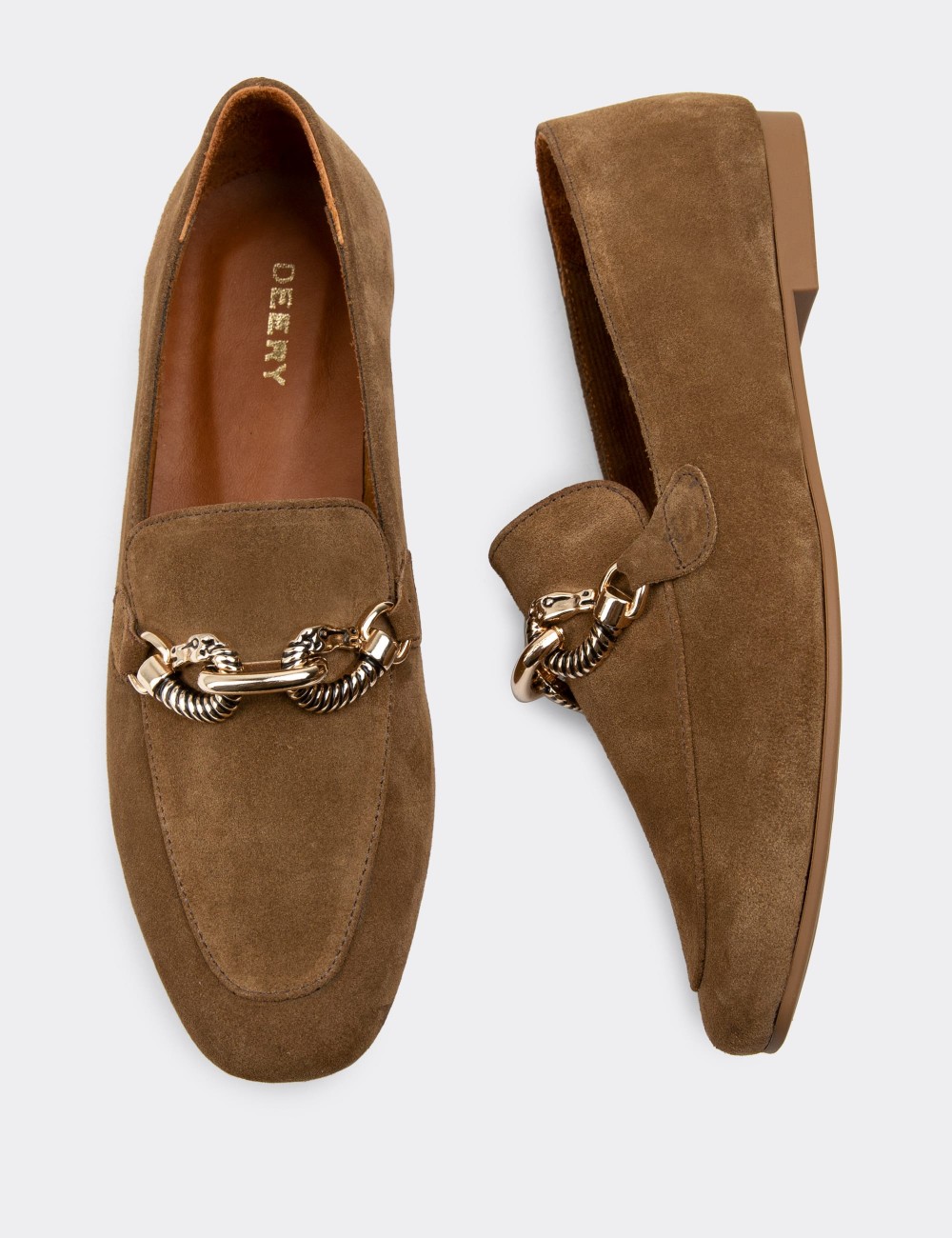 Tan Suede Leather Loafers - 01912ZTBAC02