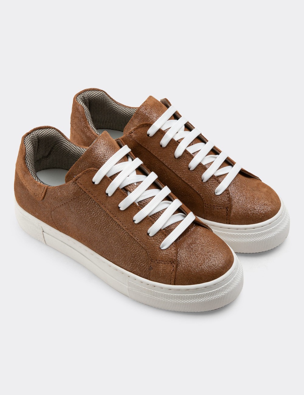 Tan Suede Leather Sneakers - Z1681ZTBAC03