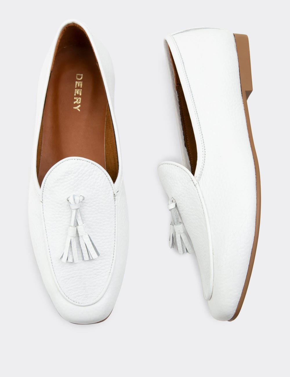 White  Leather Loafers - 01909ZBYZC01