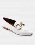 White  Leather Loafers