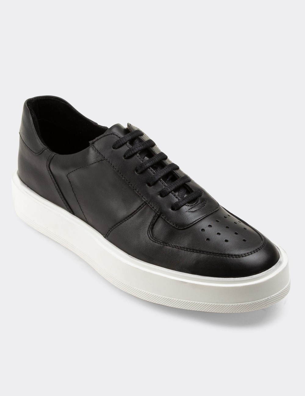 Black  Leather Sneakers - 01880MSYHP01