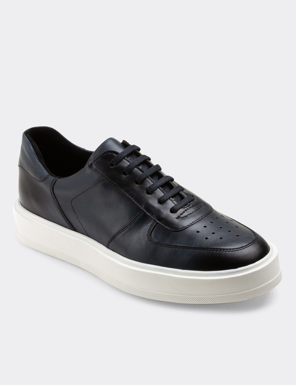 Navy  Leather Sneakers - 01880MLCVP01