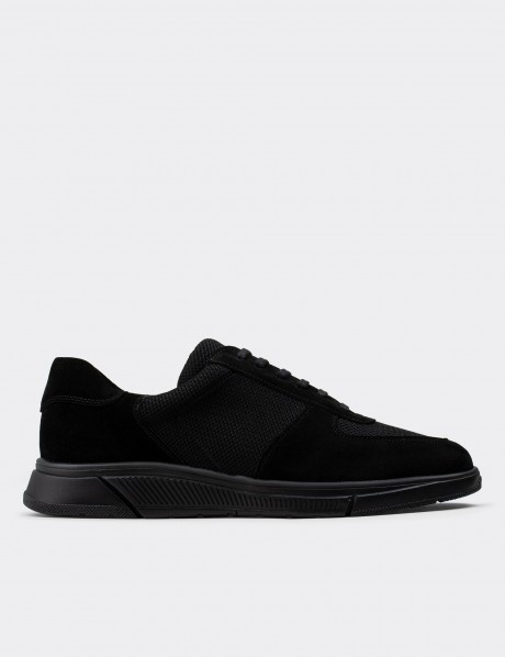 Black Suede Leather Sneakers