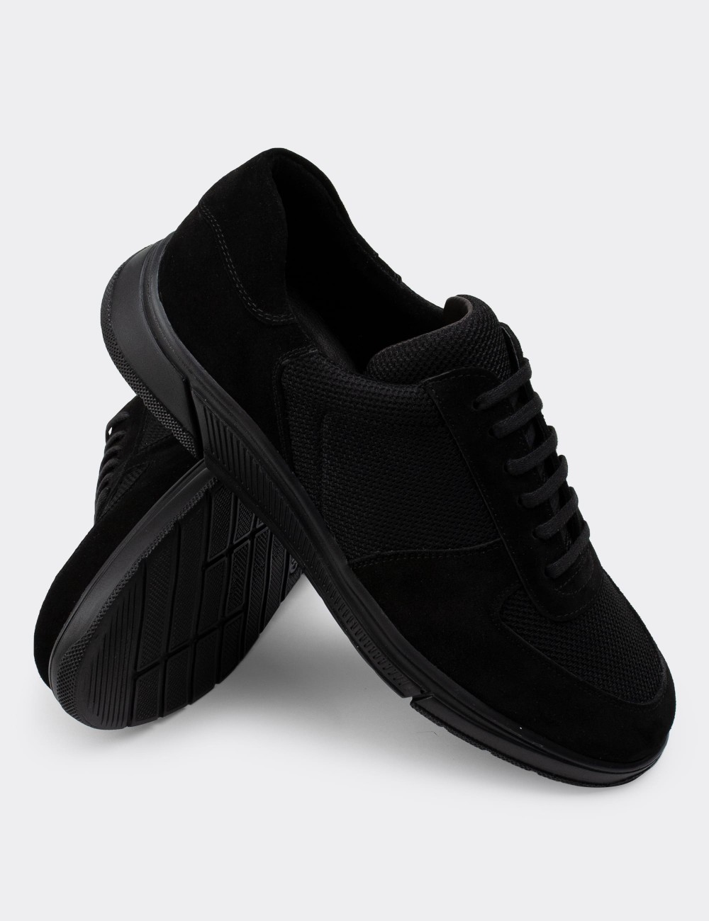Black Suede Leather Sneakers - 01860MSYHC01