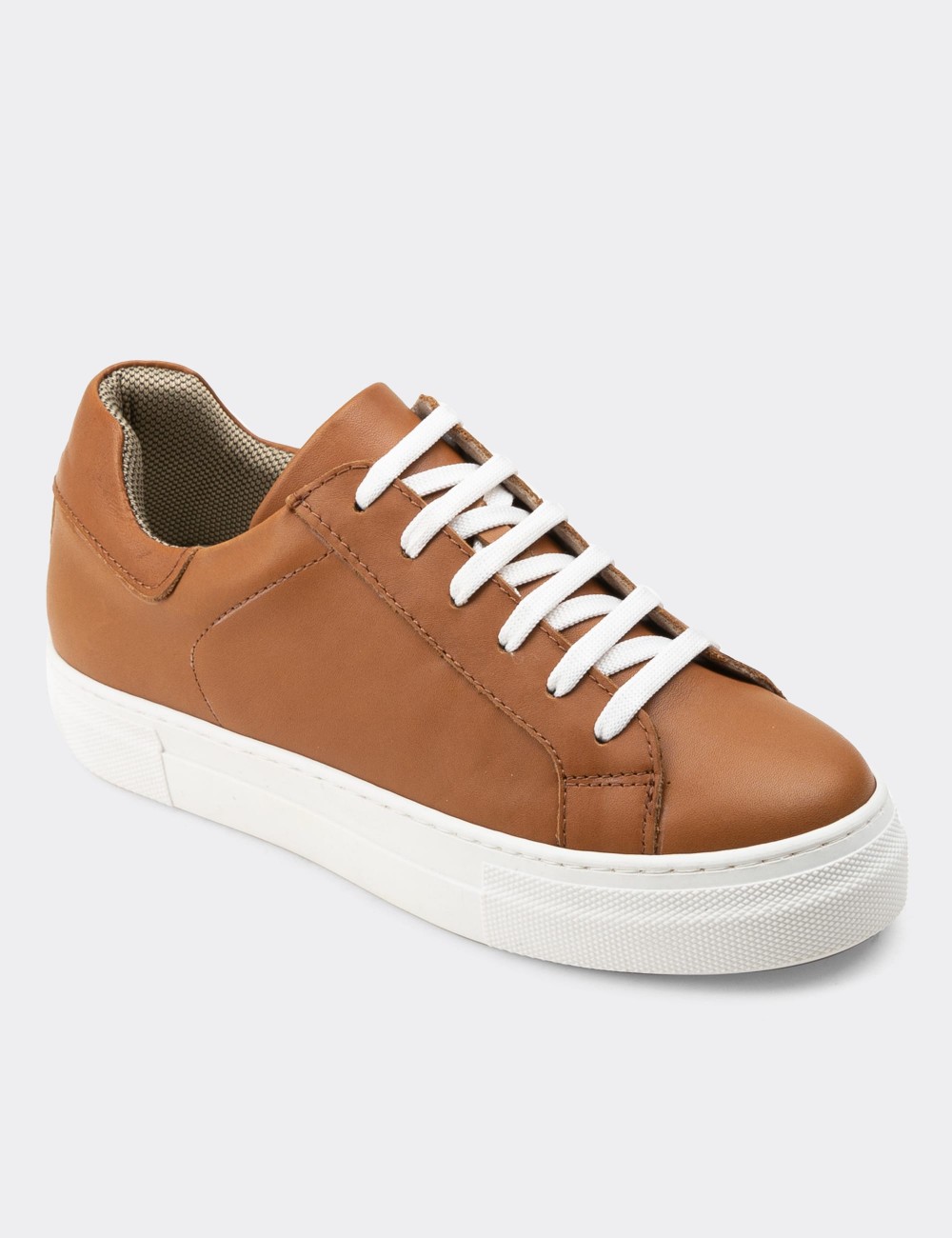 Tan  Leather Sneakers - Z1681ZTBAC05