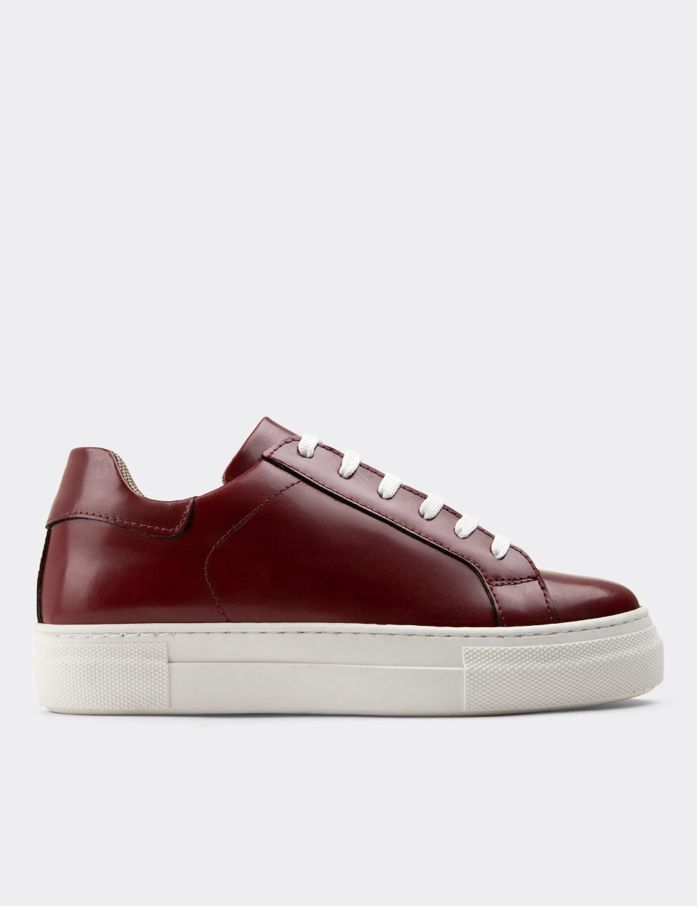Burgundy  Leather Sneakers - Z1681ZBRDC07