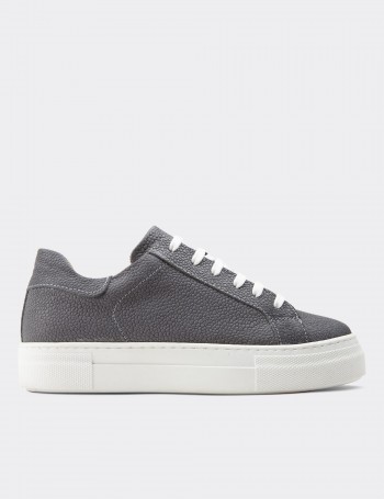 Gray  Leather Sneakers - Z1681ZGRIC04