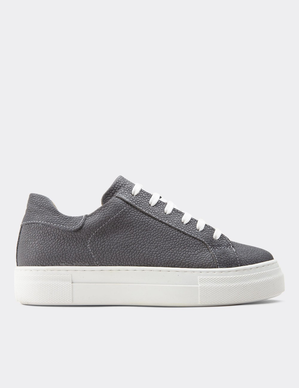 Gray  Leather Sneakers - Z1681ZGRIC04