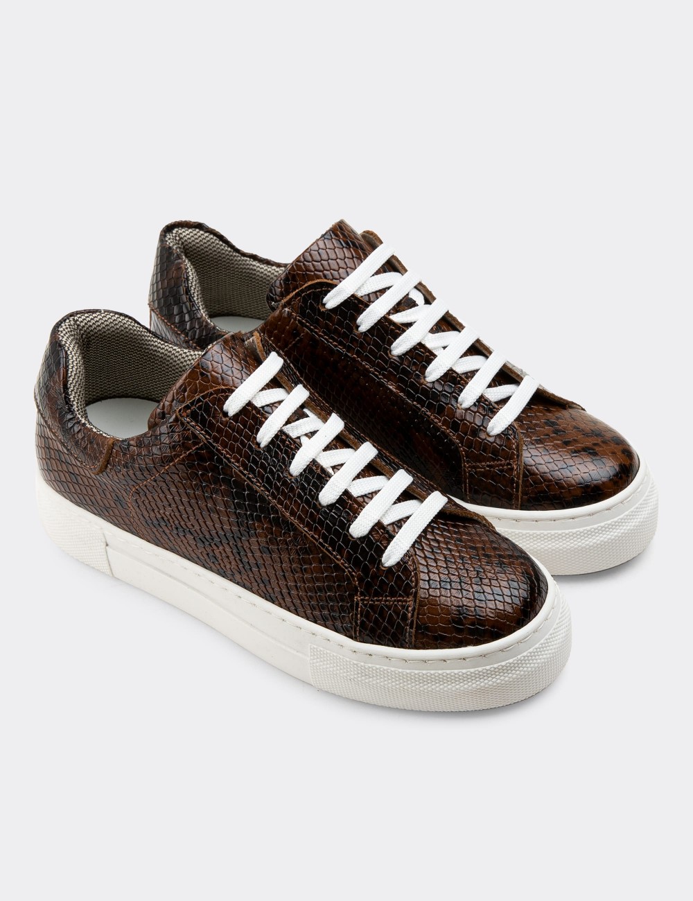 Brown  Leather Sneakers - Z1681ZKHVC07
