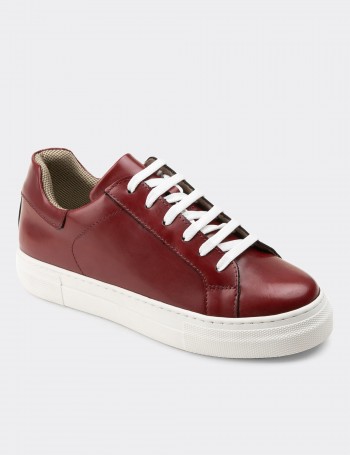 Burgundy  Leather Sneakers - Z1681ZBRDC07
