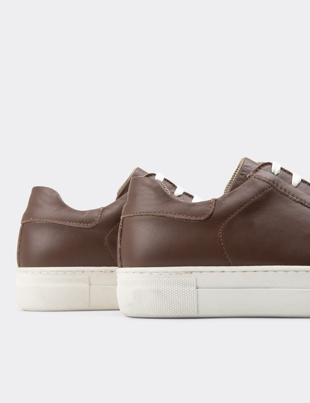 Brown  Leather Sneakers - Z1681ZKHVC08