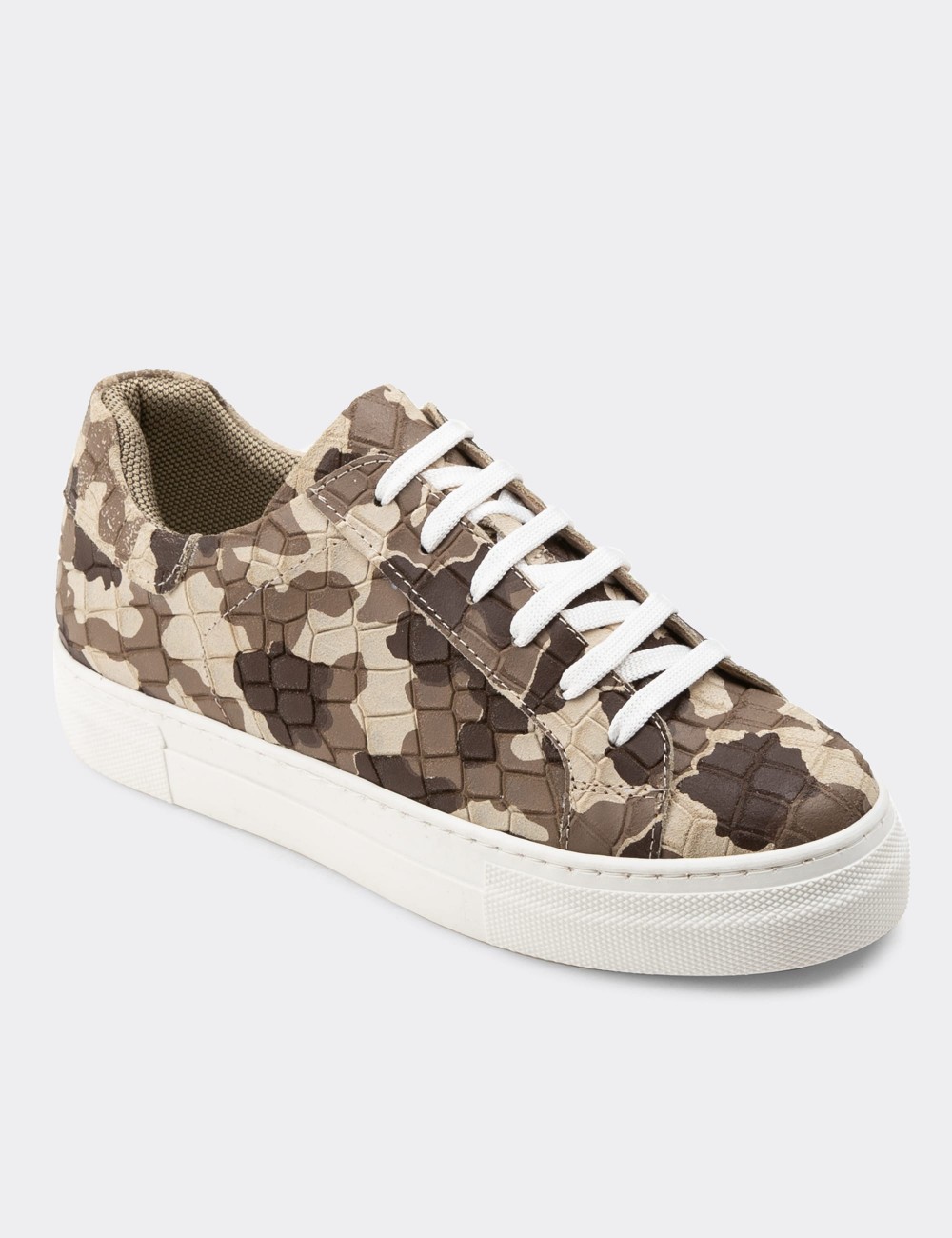 Brown Suede Leather Camouflage Sneakers - Z1681ZKHVC06