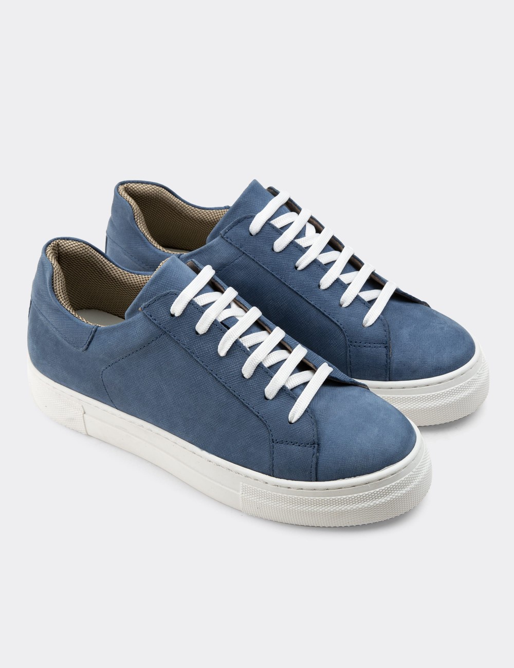 Blue Nubuck Leather Sneakers - Z1681ZMVIC03