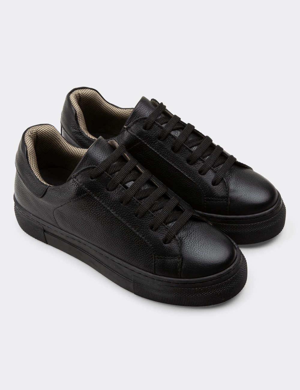 Black  Leather Sneakers - Z1681ZSYHC06